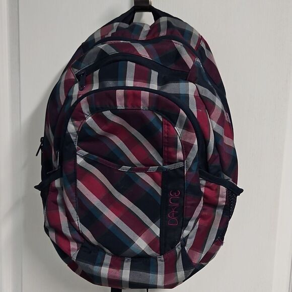 Dakine Laptop Backpack Garden Plaid - Gray Navy Purple Travel School - Picture 1 of 12